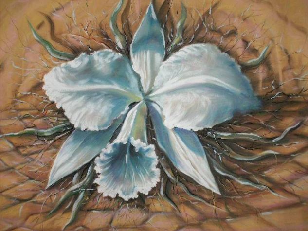 Pintura Cartão Orquídea Azul Pastel Floral