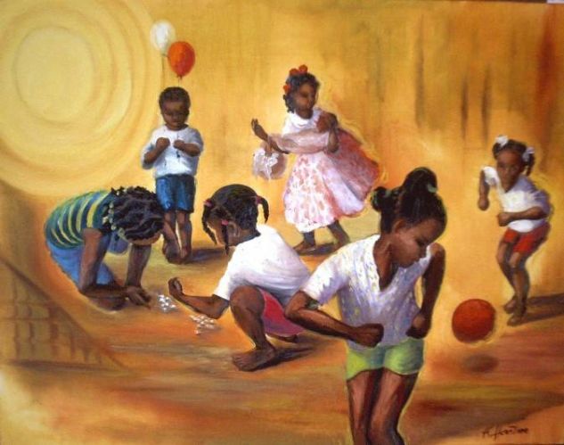 Niños jugando Lienzo Óleo Deportes